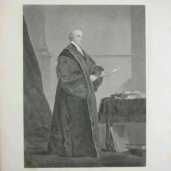 Art Print John Jay Portrait America 1st Chief Justice Supreme Court Antique 1862 - Picture 2 of 12